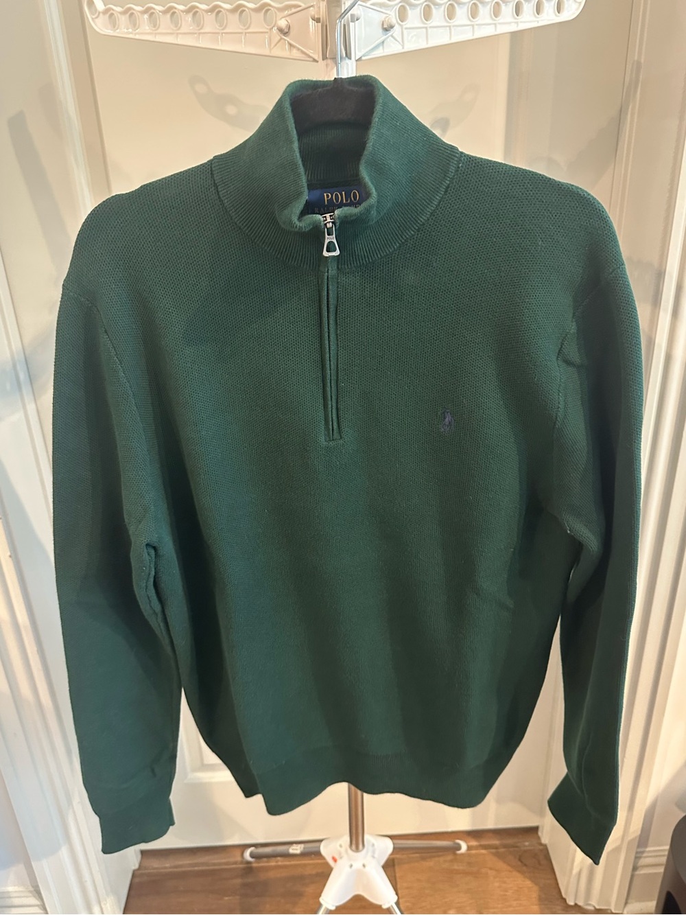 Ralph Lauren Mesh-Knit Cotton Quarter-Zip Sweater